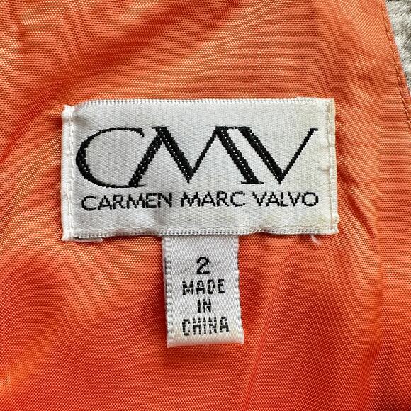 Carmen Marc Valvo Ruched Silk Cocktail Dress Pink Orange Size 2 - Picture 3 of 9